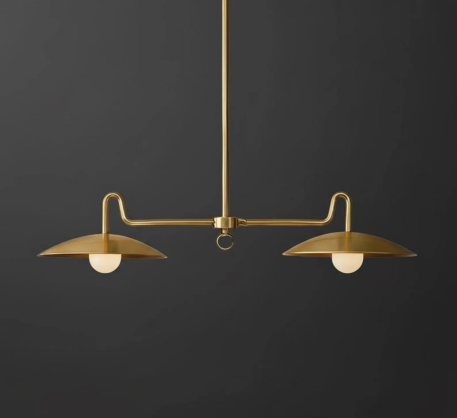 Modern Brass Double Pendant Light – Minimalist Kitchen Island Ceiling Hanging Lamp