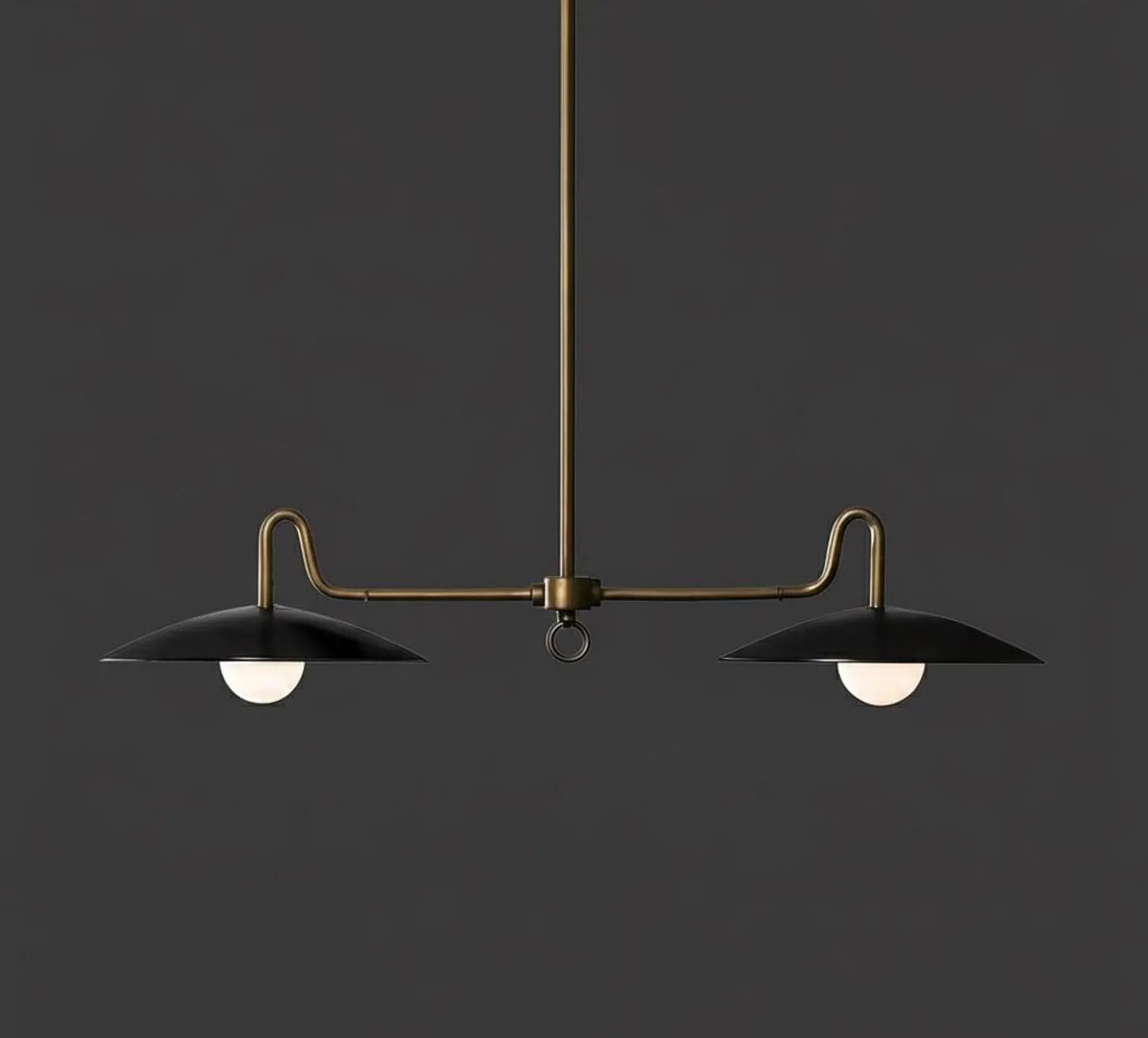 Modern Brass Double Pendant Light – Minimalist Kitchen Island Ceiling Hanging Lamp
