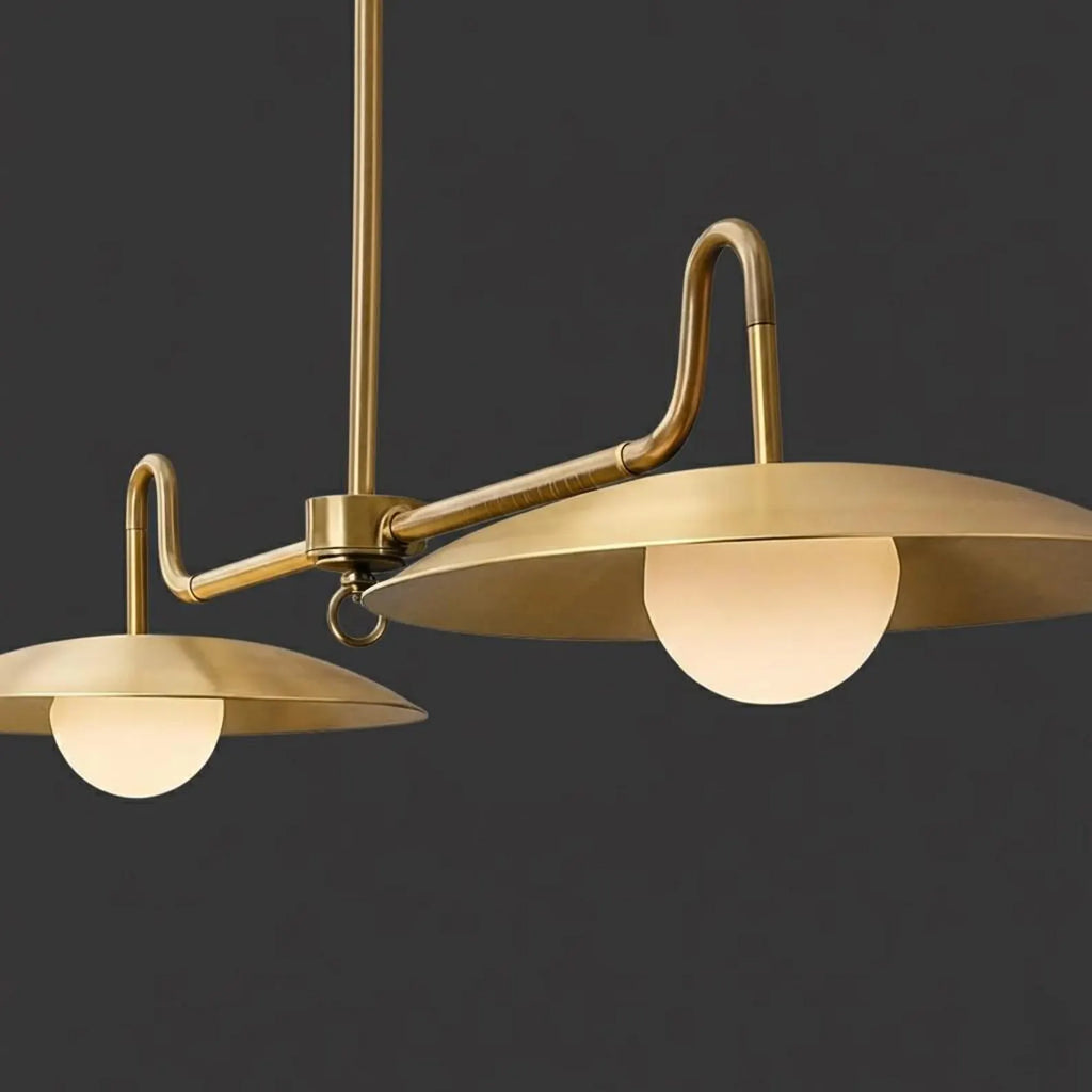 Modern Brass Double Pendant Light – Minimalist Kitchen Island Ceiling Hanging Lamp