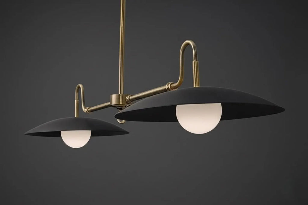 Modern Brass Double Pendant Light – Minimalist Kitchen Island Ceiling Hanging Lamp