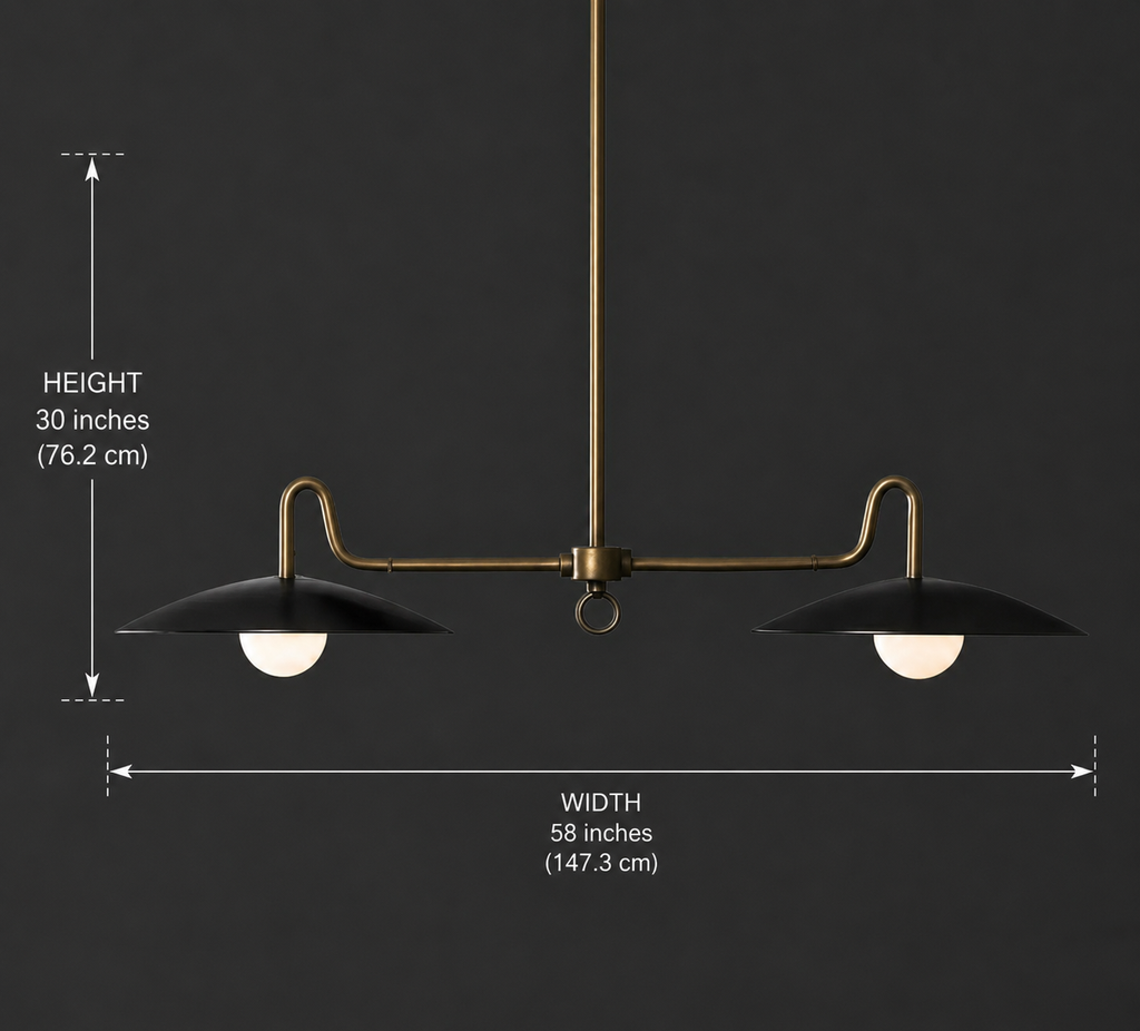 Modern Brass Double Pendant Light – Minimalist Kitchen Island Ceiling Hanging Lamp