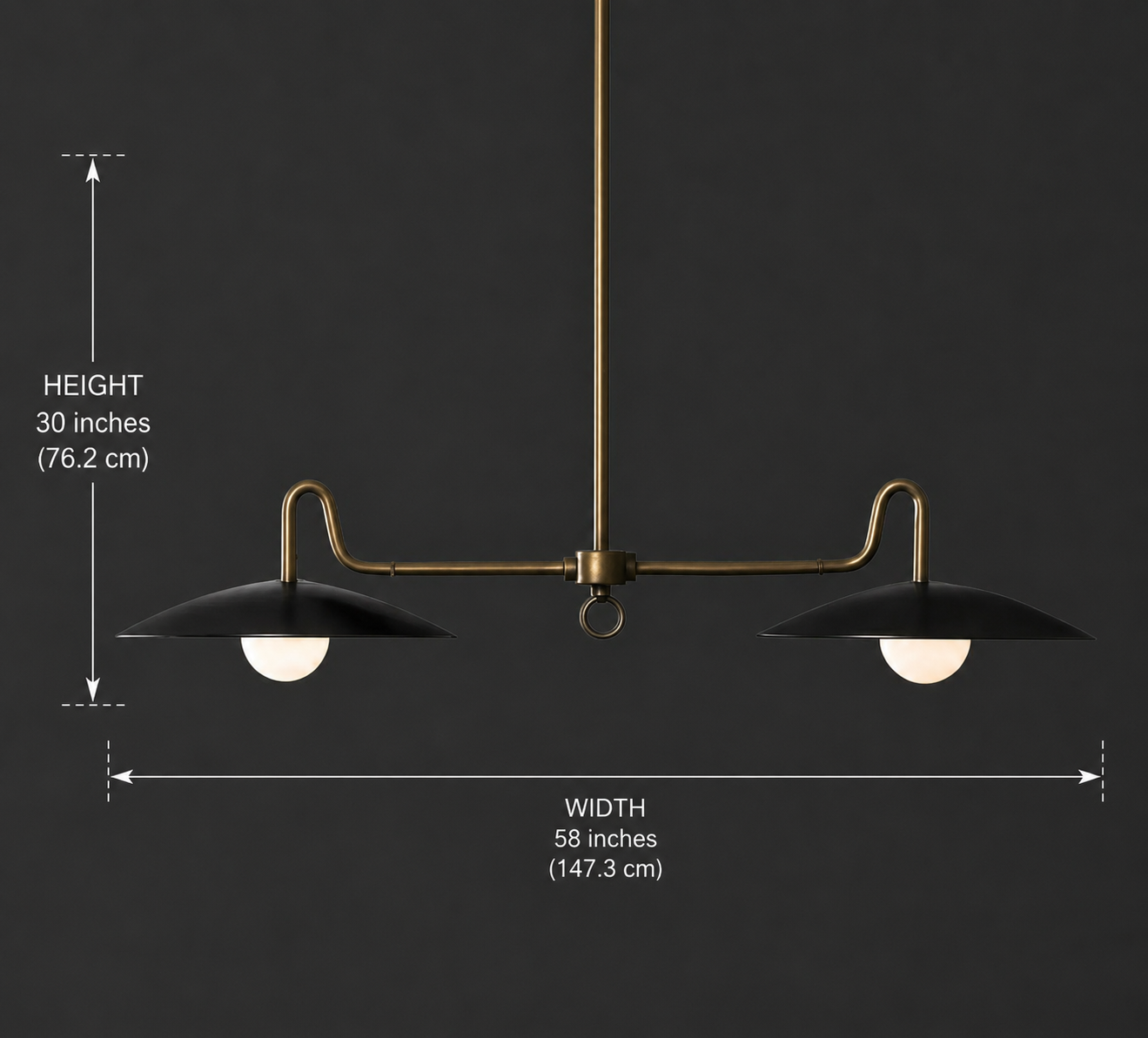 Modern Brass Double Pendant Light – Minimalist Kitchen Island Ceiling Hanging Lamp