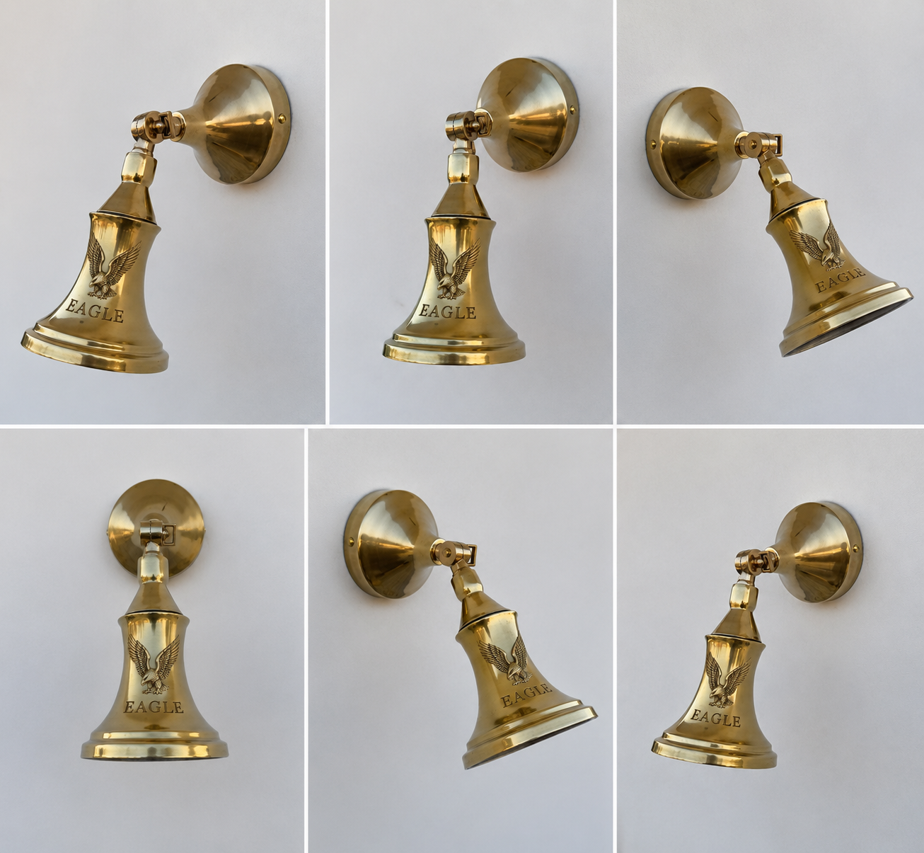 Vintage Raw Brass Adjustable Wall Spotlight, Mid-Century Modern