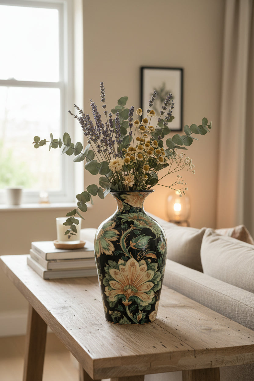 Vase with printed flower design