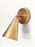 1 Light Raw Brass Wall Sconce Light | Italian Wall Scone Lamp | Cone Wall Lamp Scone | Mid Century Wall Scone Fixture