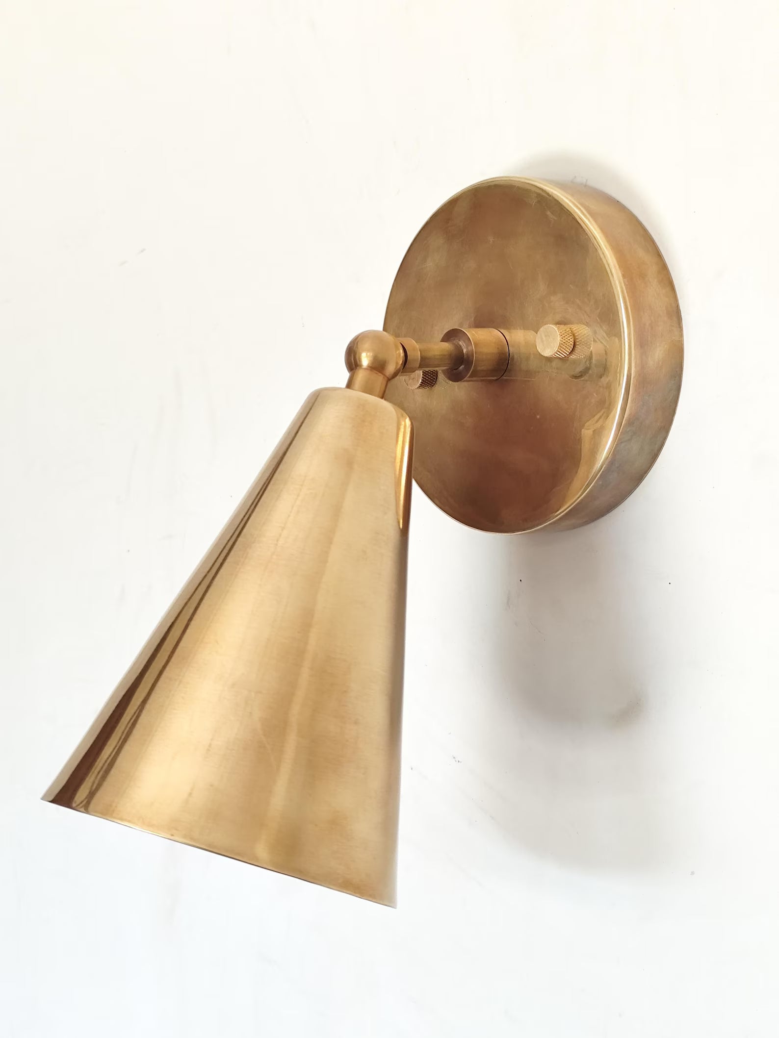 1 Light Raw Brass Wall Sconce Light | Italian Wall Scone Lamp | Cone Wall Lamp Scone | Mid Century Wall Scone Fixture
