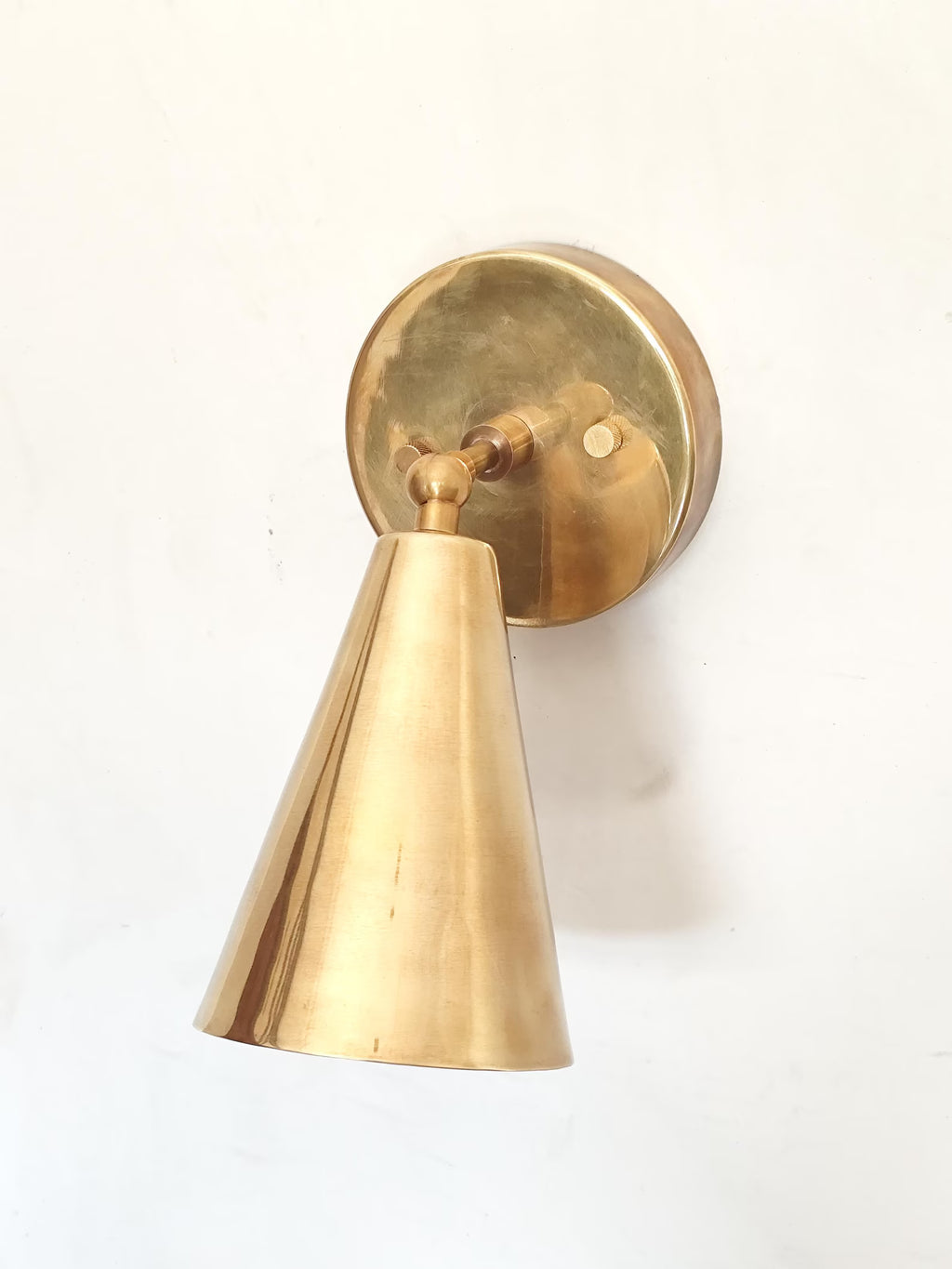 1 Light Raw Brass Wall Sconce Light | Italian Wall Scone Lamp | Cone Wall Lamp Scone | Mid Century Wall Scone Fixture