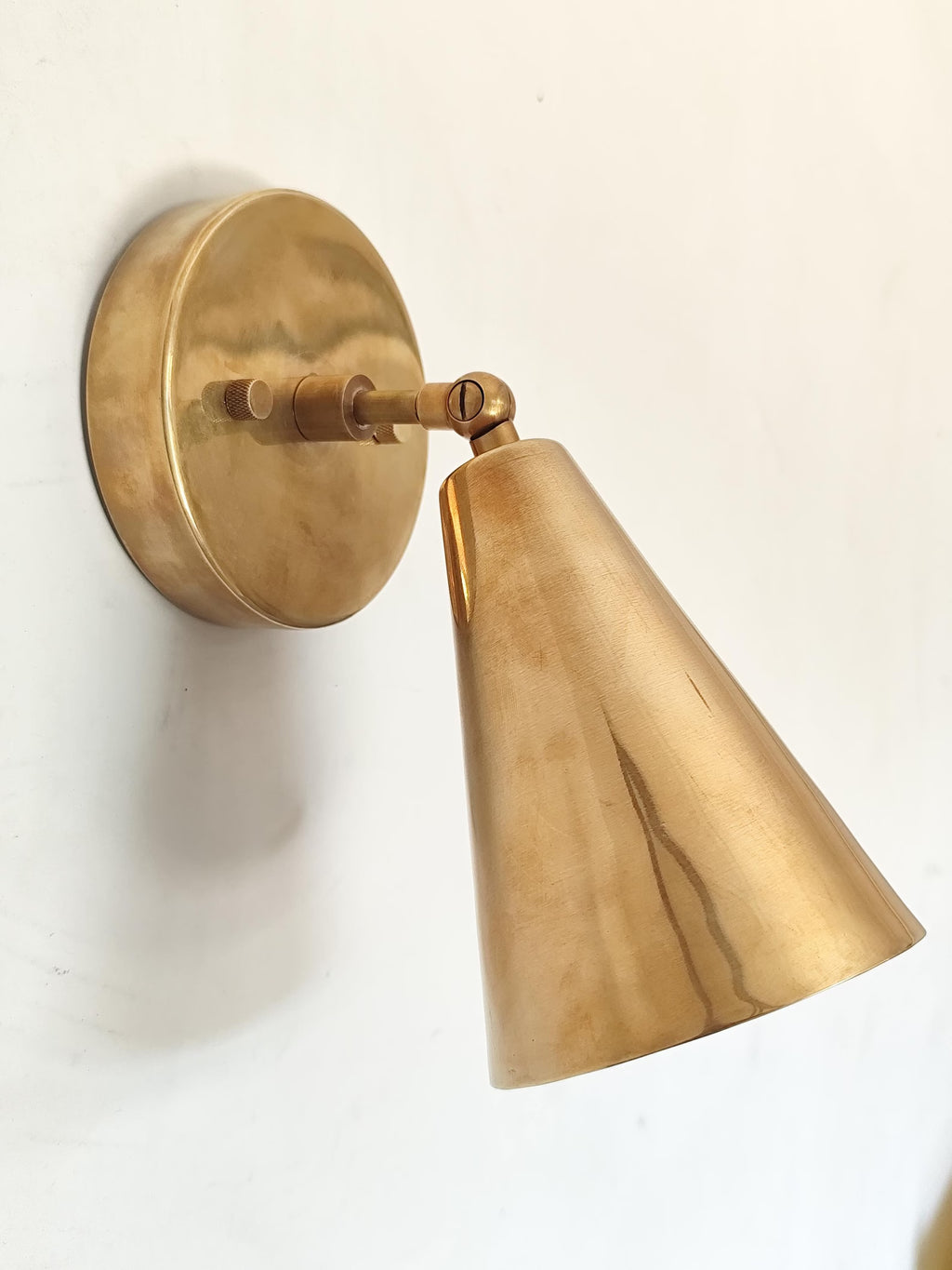 1 Light Raw Brass Wall Sconce Light | Italian Wall Scone Lamp | Cone Wall Lamp Scone | Mid Century Wall Scone Fixture