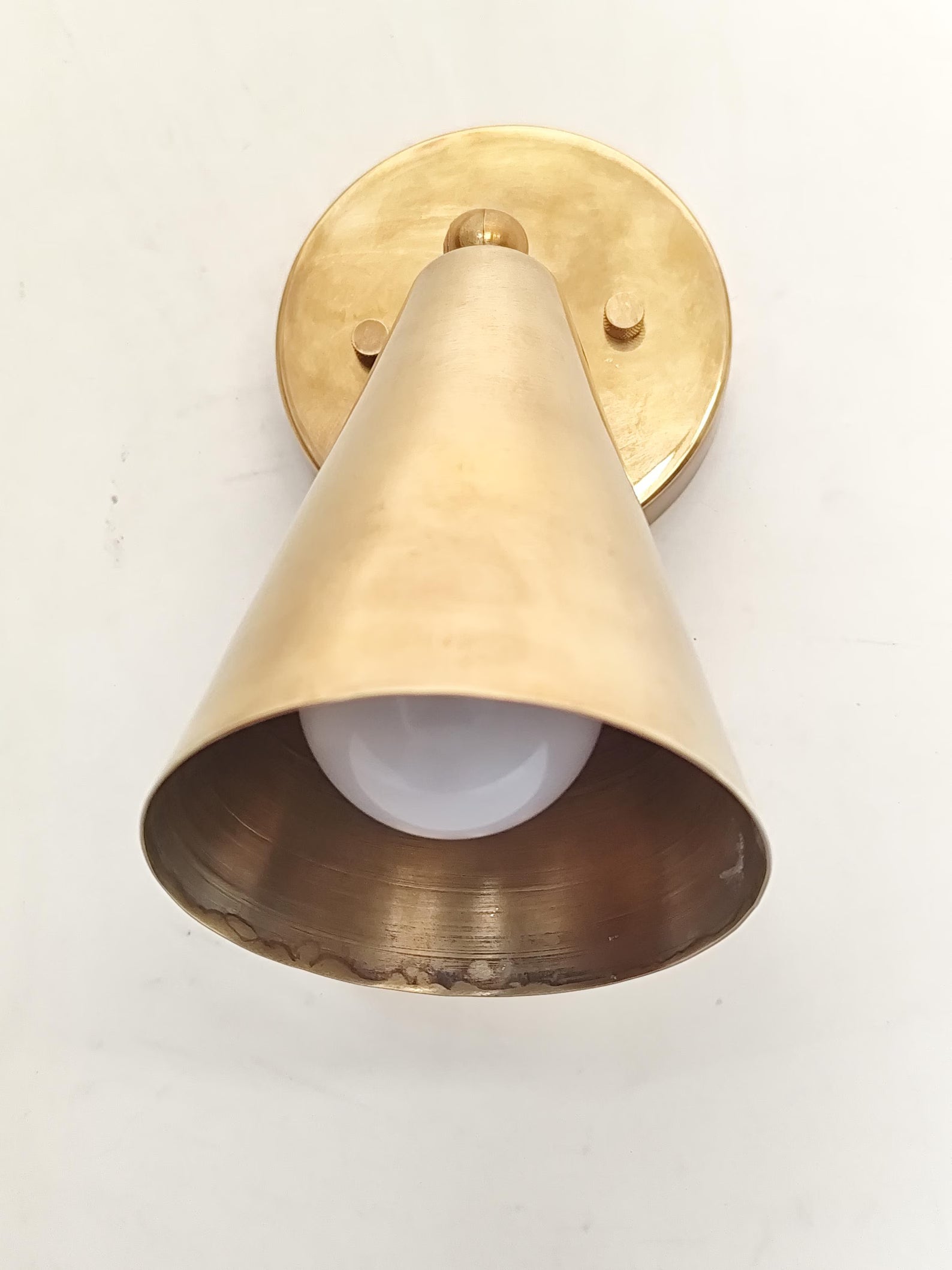 1 Light Raw Brass Wall Sconce Light | Italian Wall Scone Lamp | Cone Wall Lamp Scone | Mid Century Wall Scone Fixture