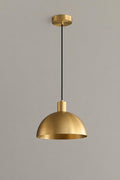Brass Dome Pendant Light: Mid-Century Modern Hanging Ceiling Fixture