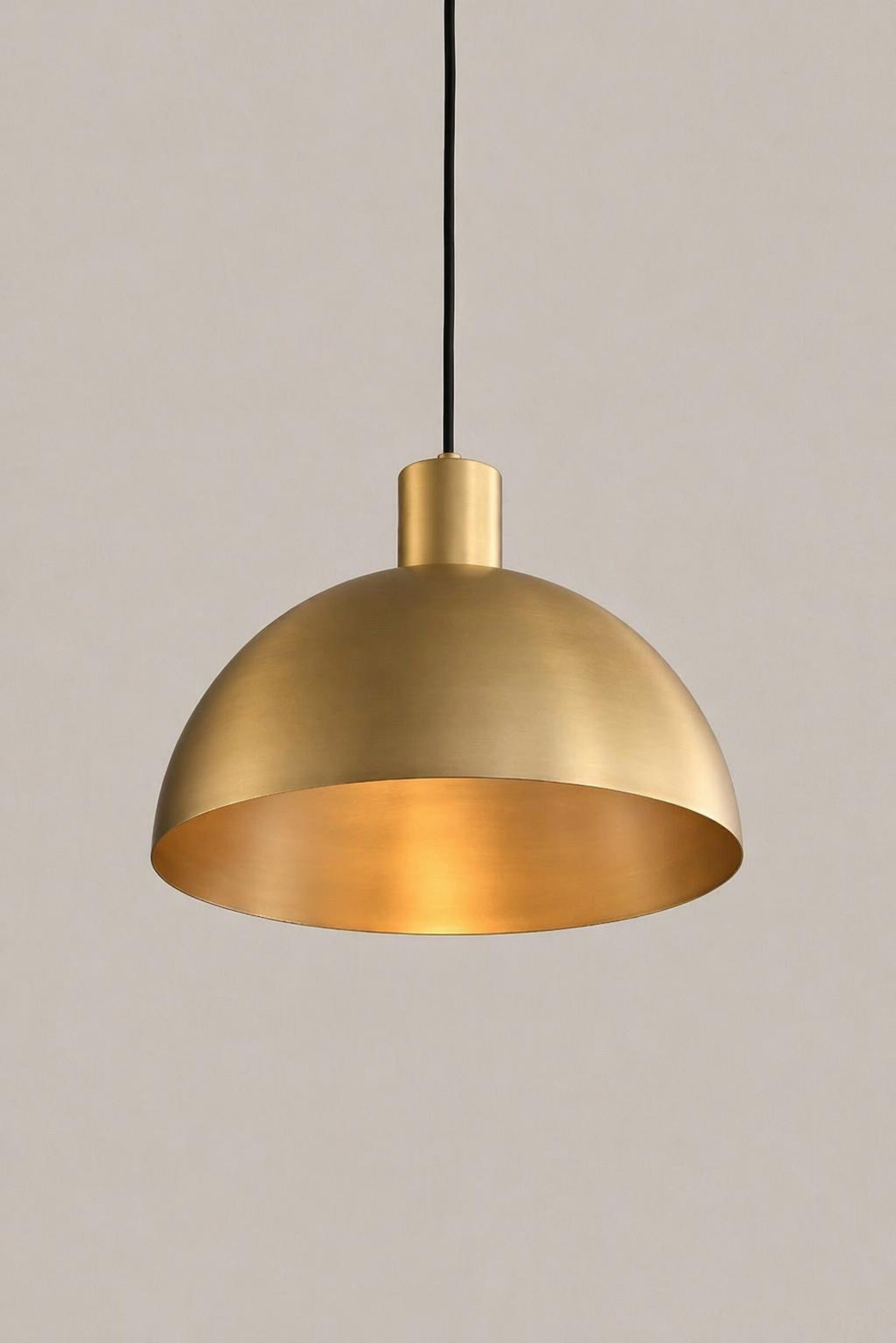 Brass Dome Pendant Light: Mid-Century Modern Hanging Ceiling Fixture