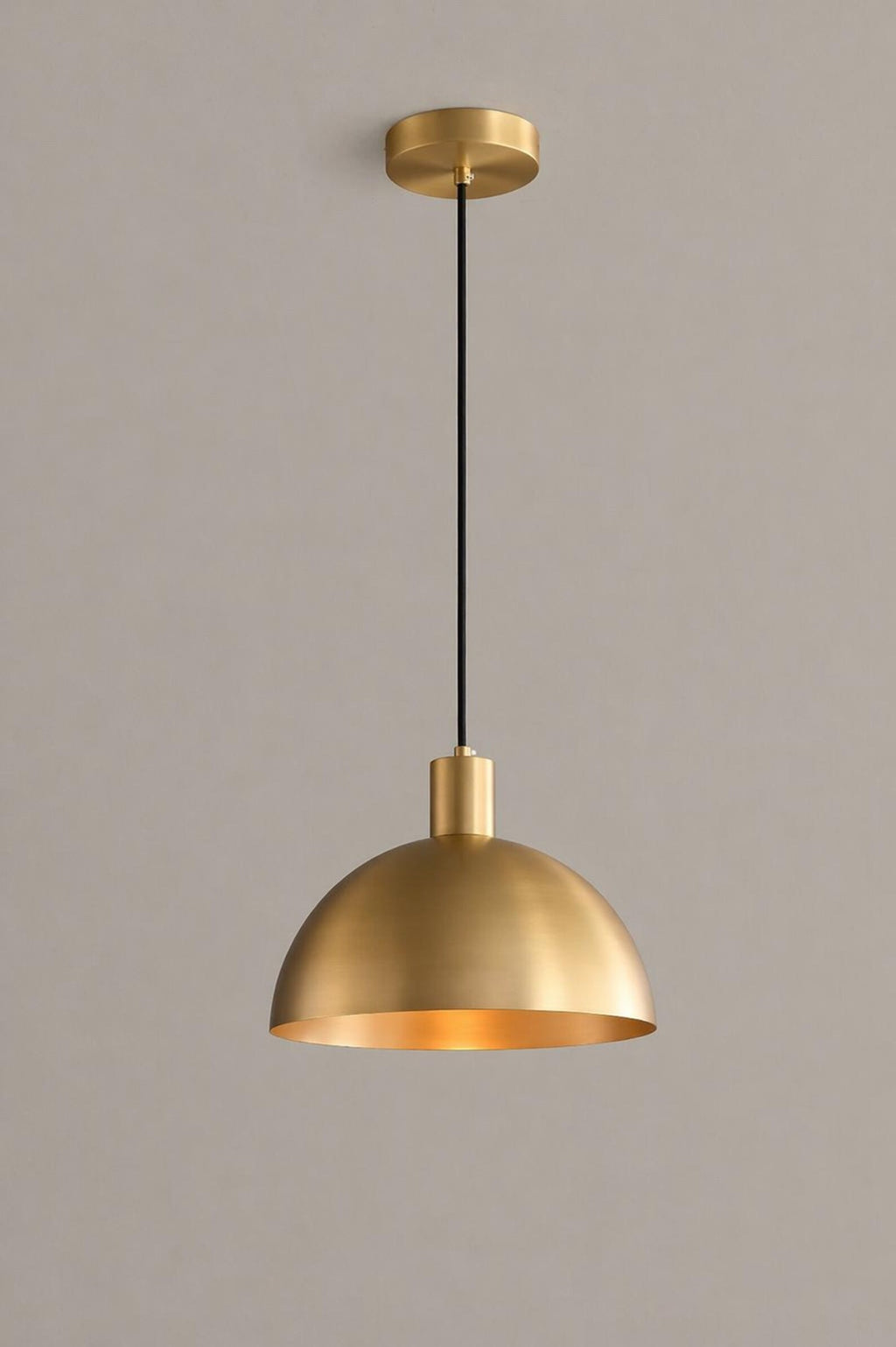 Brass Dome Pendant Light: Mid-Century Modern Hanging Ceiling Fixture