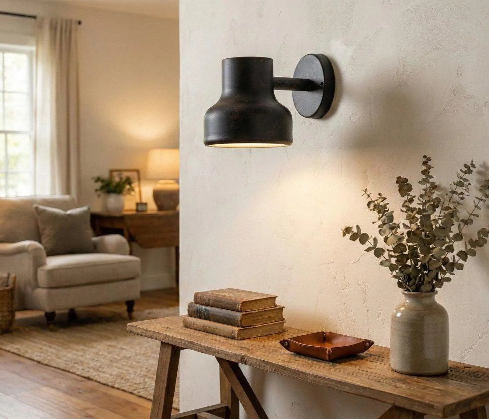 Set of 2 Brass Wall Lamp, Black Patina Wall Light Fixture, Rustic Outdoor Sconce