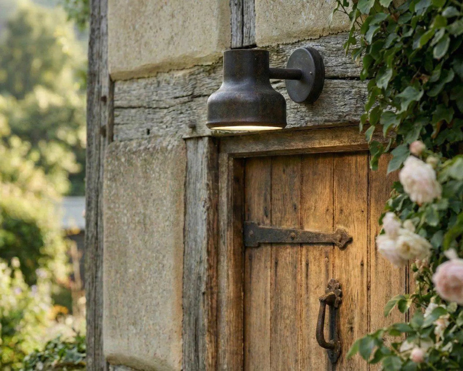 Set of 2 Brass Wall Lamp, Black Patina Wall Light Fixture, Rustic Outdoor Sconce