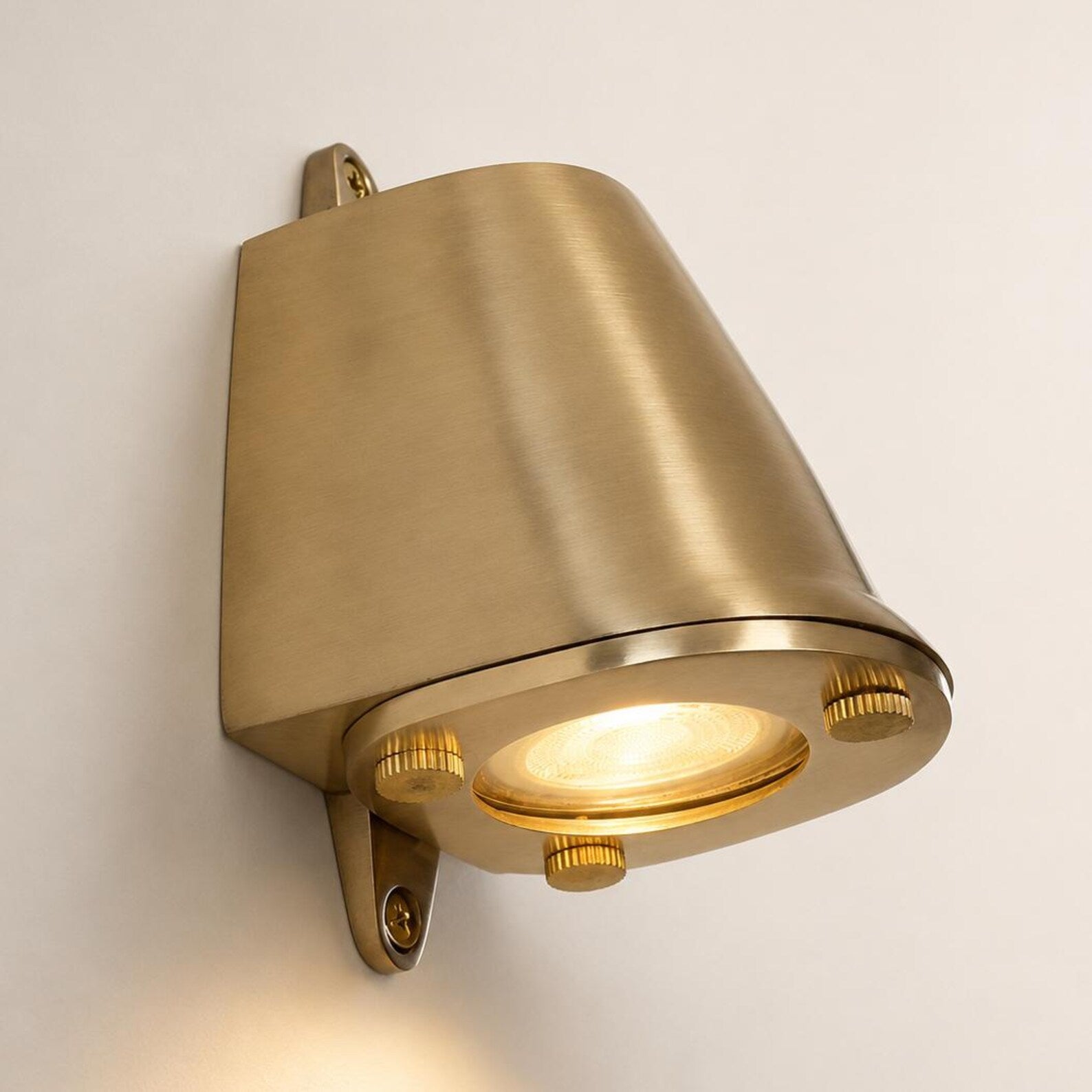 Holt - Raw Solid Brass Mast Down Wall Light Mains LED Outdoor & Bathroom