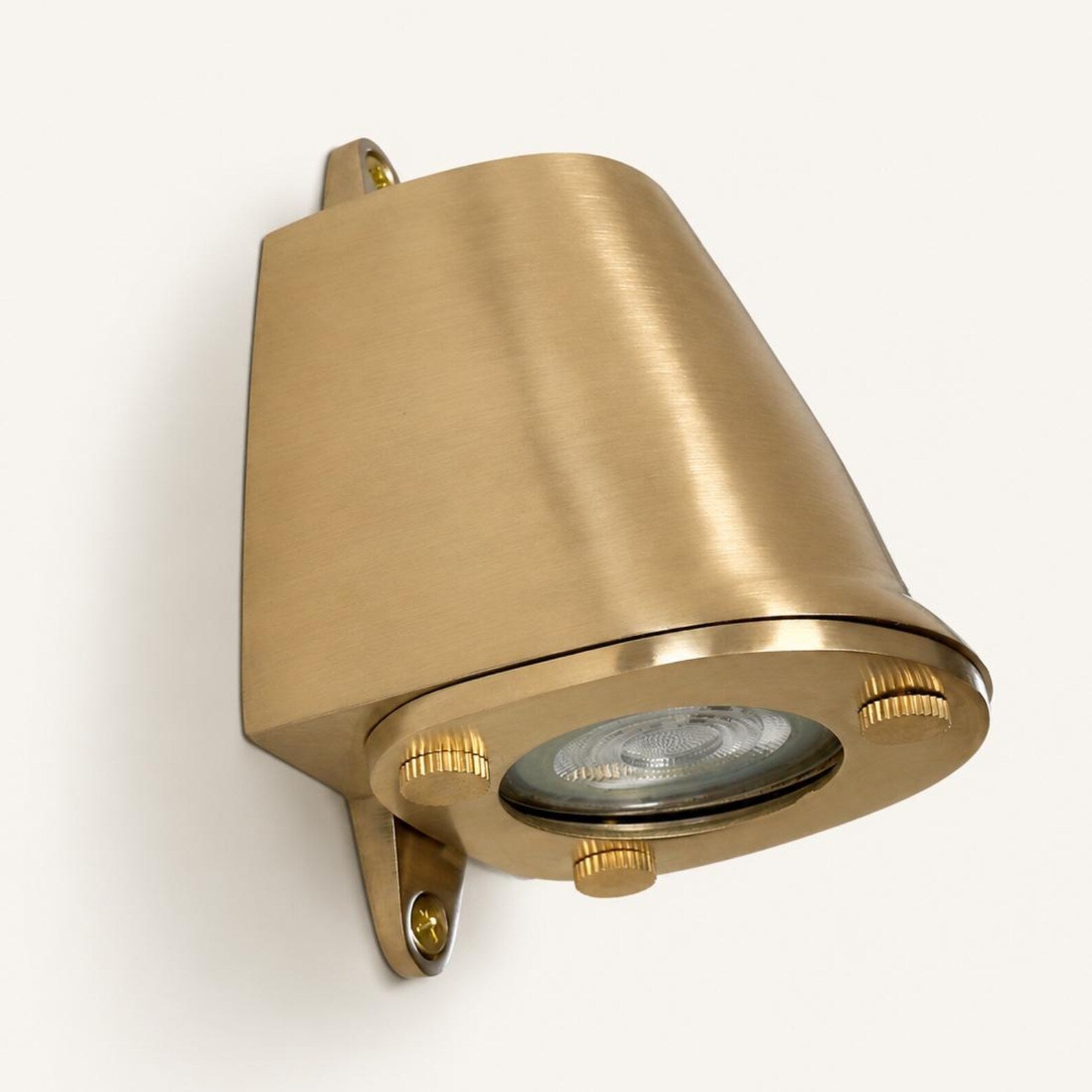 Holt - Raw Solid Brass Mast Down Wall Light Mains LED Outdoor & Bathroom