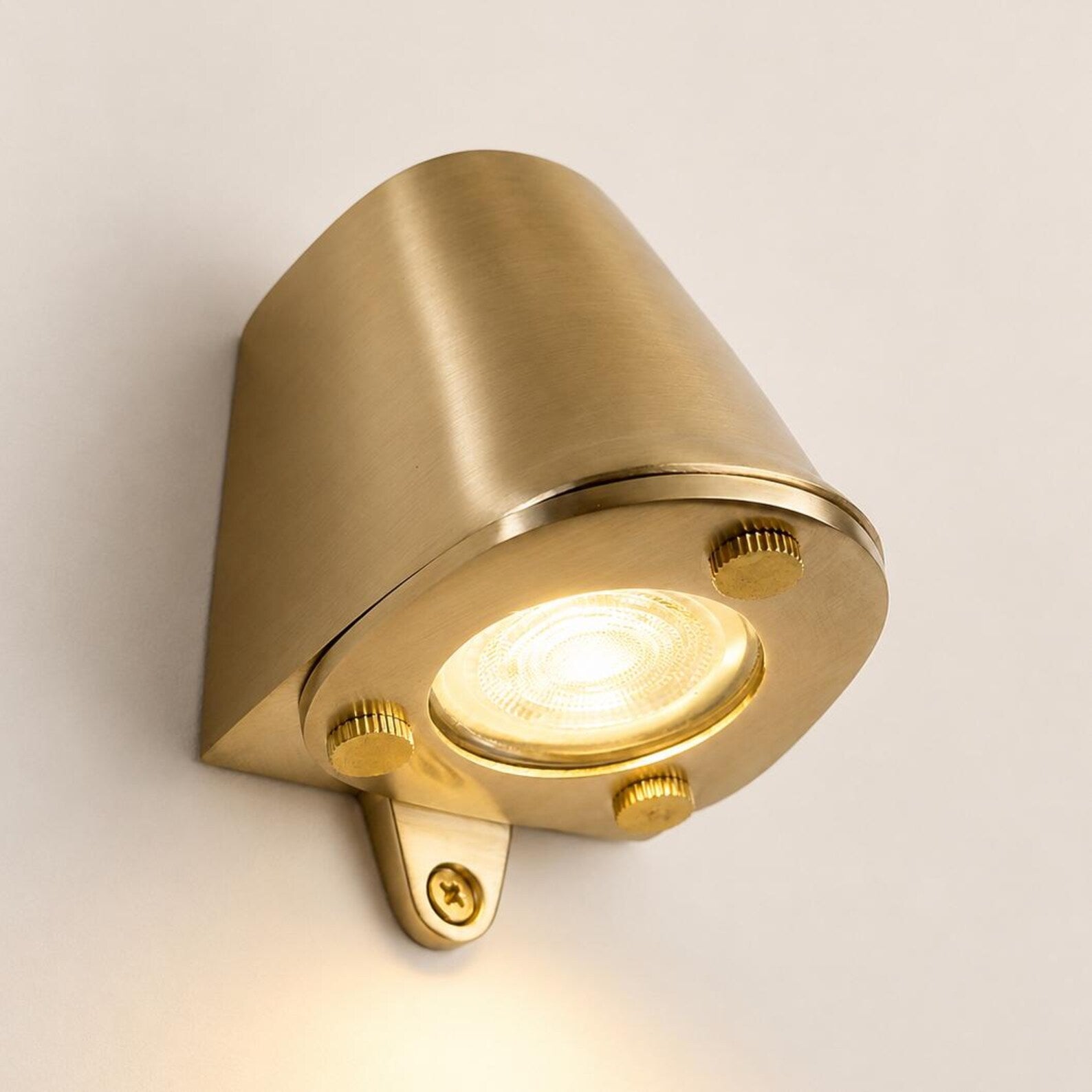 Holt - Raw Solid Brass Mast Down Wall Light Mains LED Outdoor & Bathroom