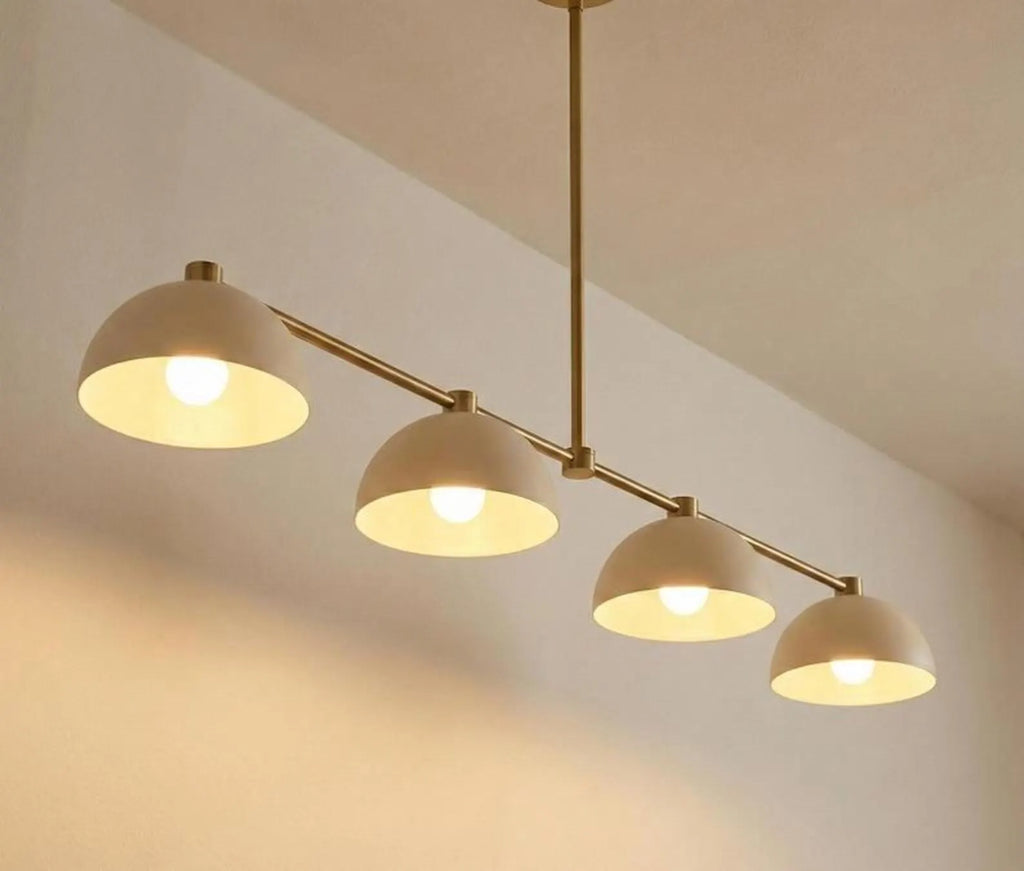 Handmade 4-Light Linear Brass Chandelier – Mid Century Modern Pendant Light