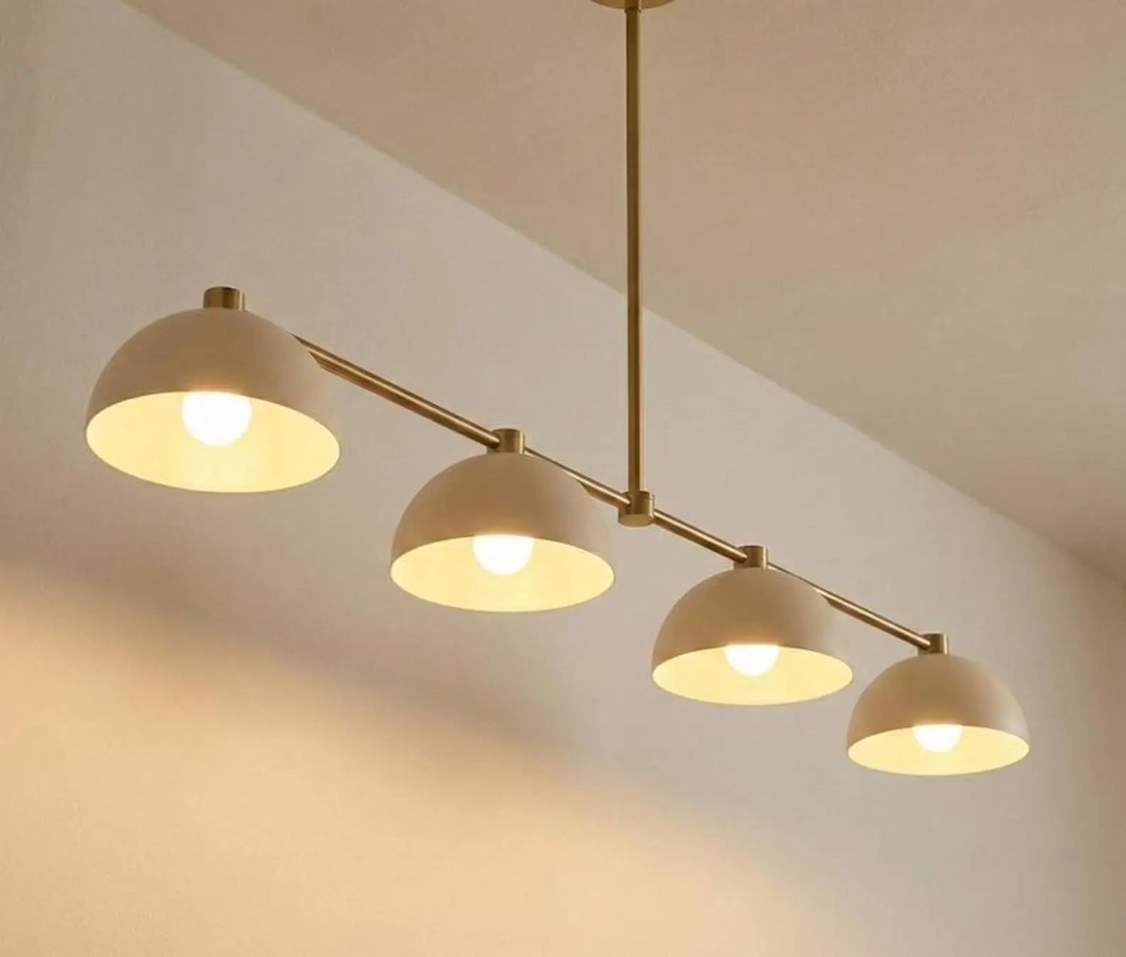 Handmade 4-Light Linear Brass Chandelier – Mid Century Modern Pendant Light