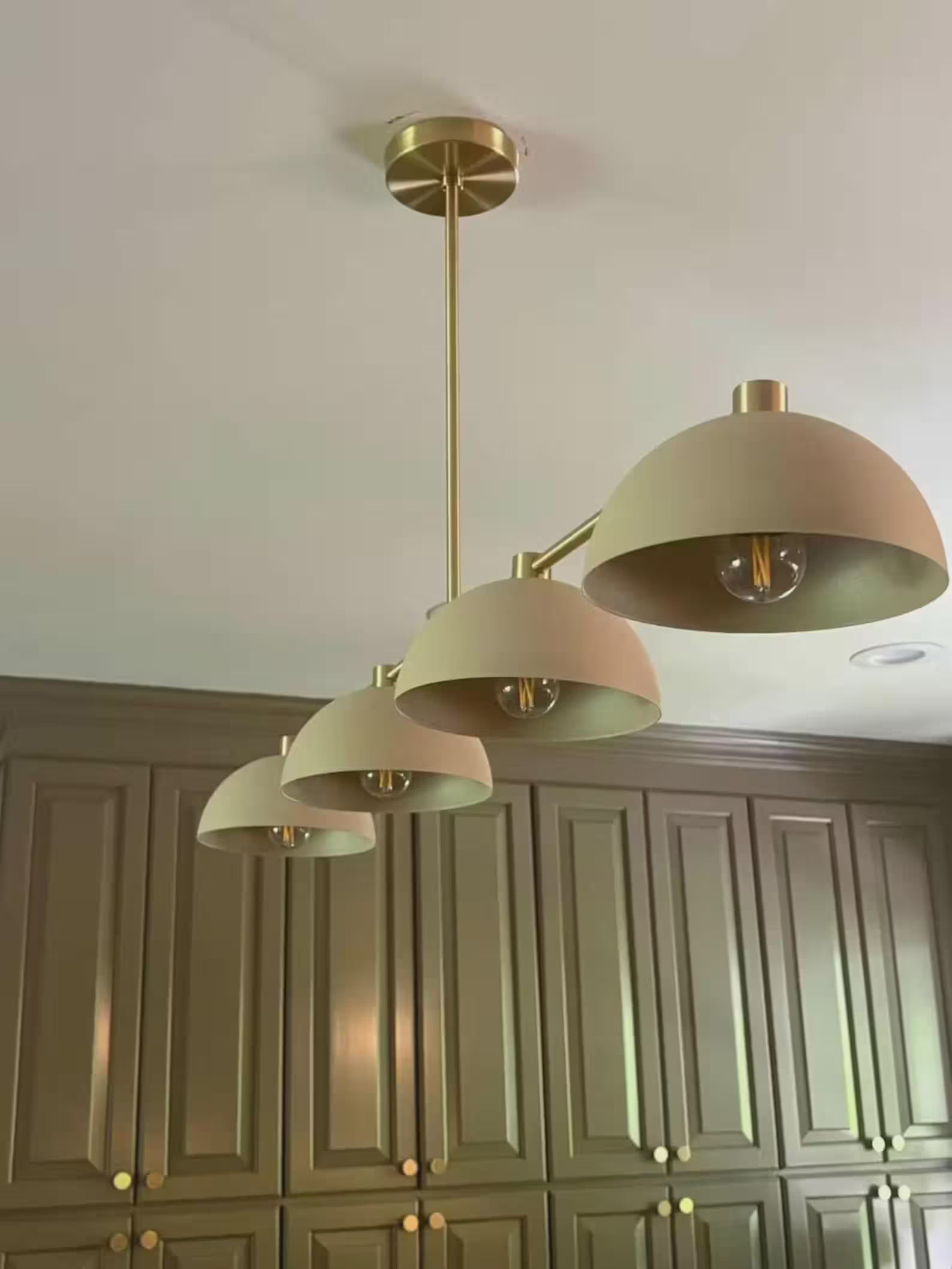 Handmade 4-Light Linear Brass Chandelier – Mid Century Modern Pendant Light