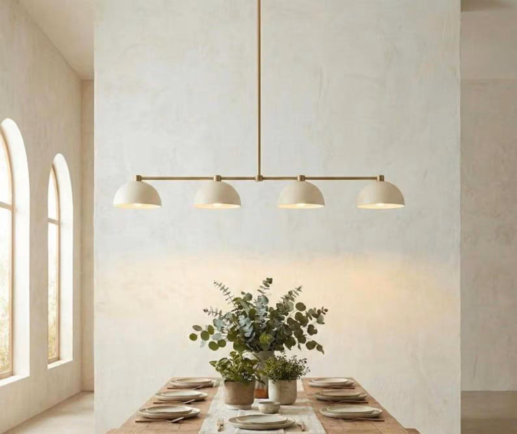 Handmade 4-Light Linear Brass Chandelier – Mid Century Modern Pendant Light